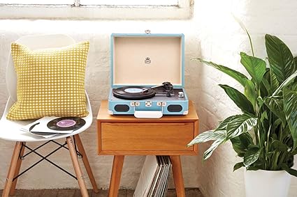 GPO Soho Retro Briefcase Style 3 Speed Turntable (Turquoise)