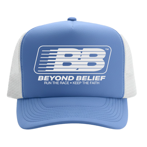 Beyond Belief™ "BB" Hat - White & Sky Blue (Official Movie Merch)