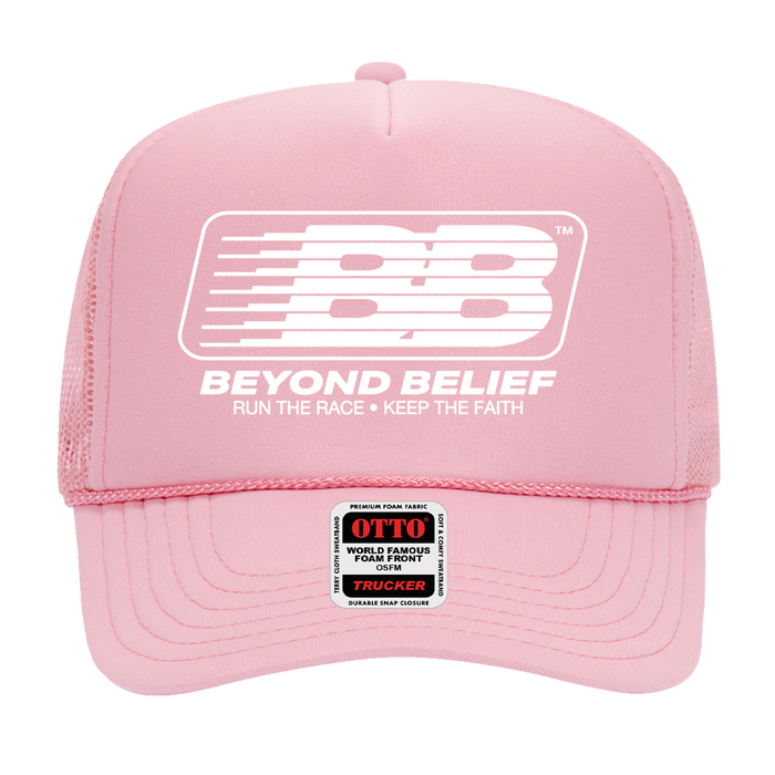 Beyond Belief™ Run the Race Keep The Faith Hat - White & Pink (Official Movie Merch)