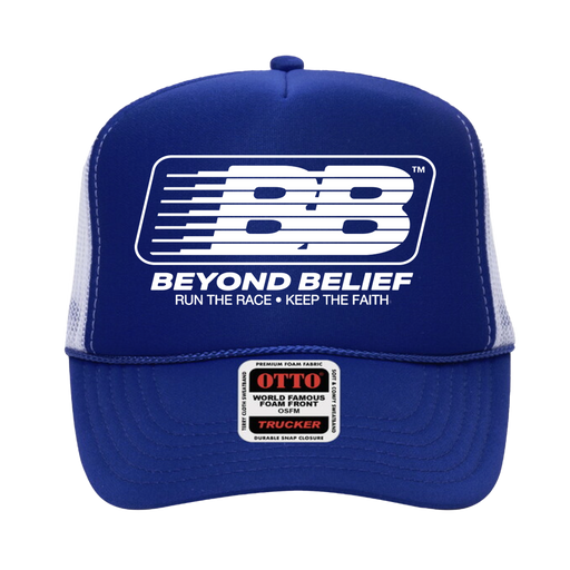 Beyond Belief™ "BB" Hat - White & Royal Blue (Official Movie Merch)