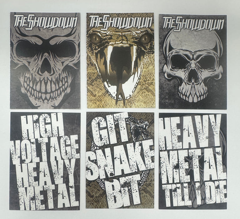 THE SHOWDOWN 3 TRADING CARD BUNDLE (High Voltage, Git Snake Bit, Heavy Metal Till I Die)