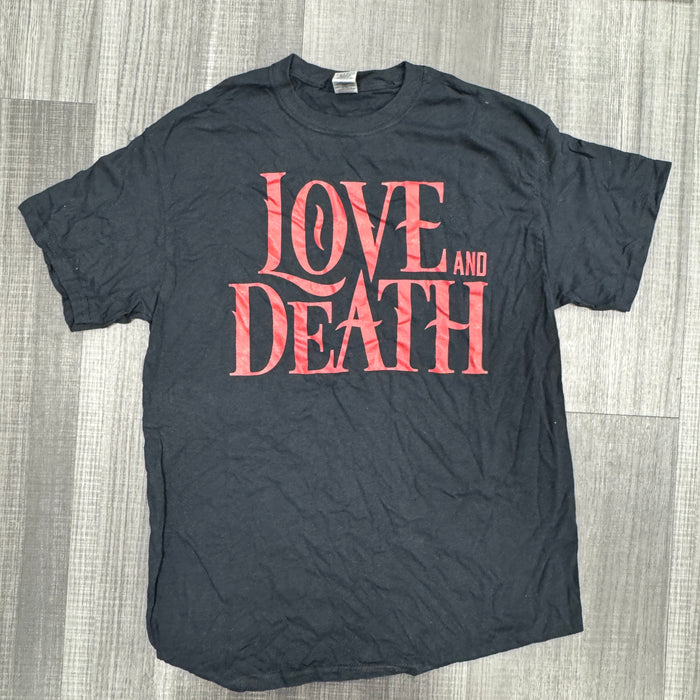 Love and Death Red Print on Black (T-Shirt) Medium