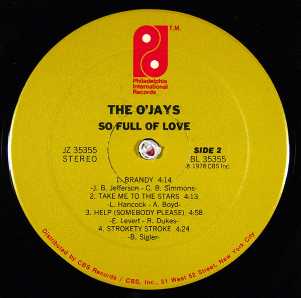 The O'Jays – So Full Of Love (Pre-Owned Vinyl) Philadelphia International Records JZ 35355