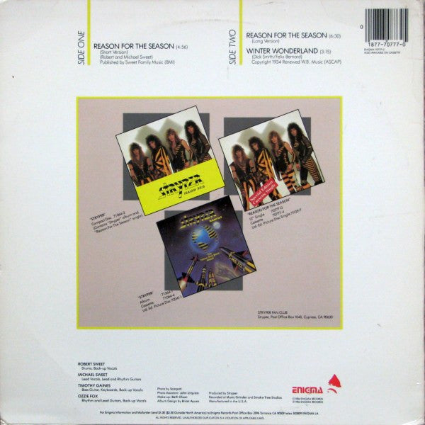 Stryper – Reason For The Season (Pre-Owned Vinyl) Enigma 1985 70777-0 ORIGINAL PRESSING