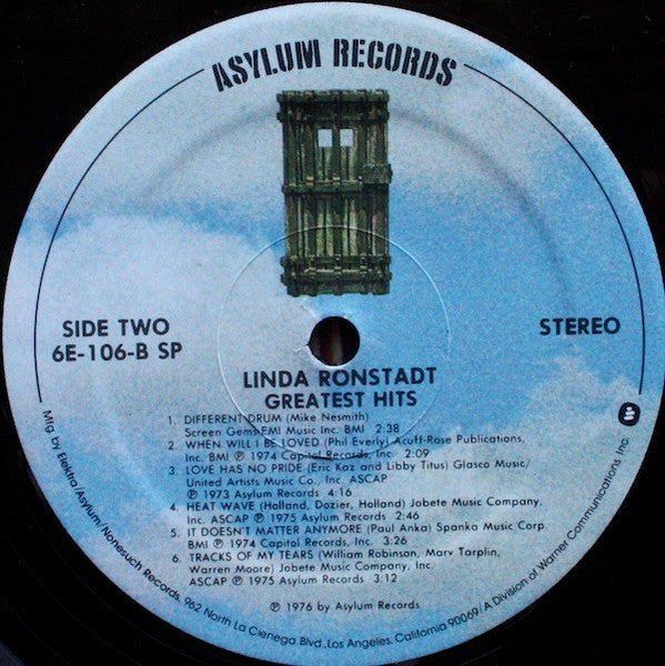 Linda Ronstadt – Greatest Hits (Pre-Owned Vinyl) 	Asylum Records 1977