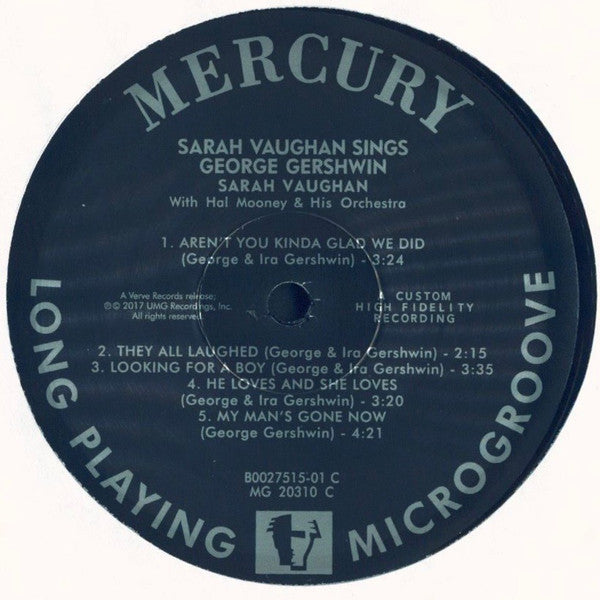 Sarah Vaughan With Hal Mooney And His Orchestra – Sarah Vaughan Sings George Gershwin (Pre-Owned Vinyl) Verve Records 2018