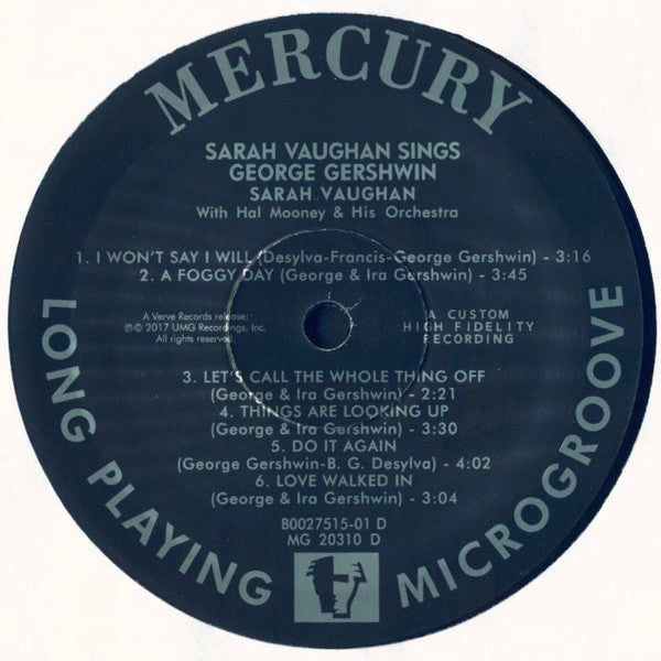 Sarah Vaughan With Hal Mooney And His Orchestra – Sarah Vaughan Sings George Gershwin (Pre-Owned Vinyl) Verve Records 2018
