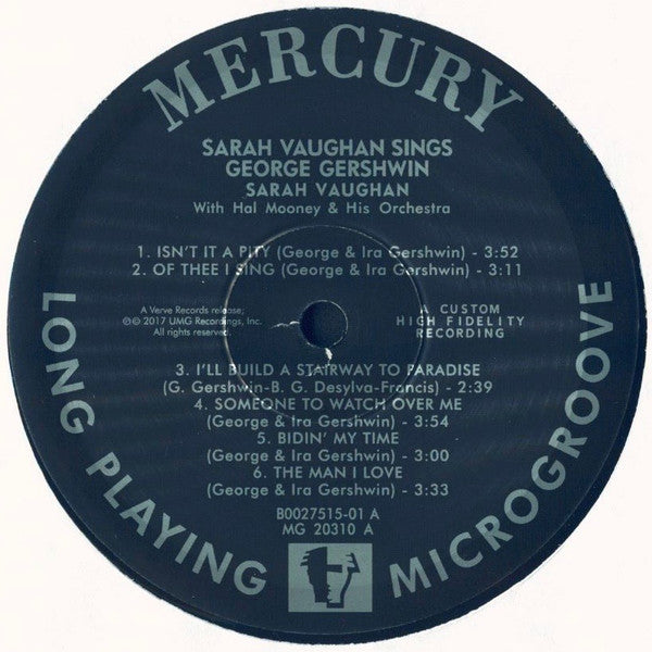 Sarah Vaughan With Hal Mooney And His Orchestra – Sarah Vaughan Sings George Gershwin (Pre-Owned Vinyl) Verve Records 2018