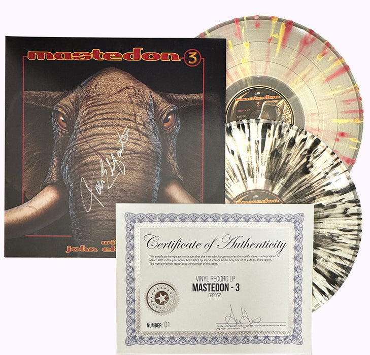 AUTOGRAPHED Mastedon - 3 2xLP Gatefold Double Splatter Vinyl Album John Elefante & Kerry Livgren of Kansas