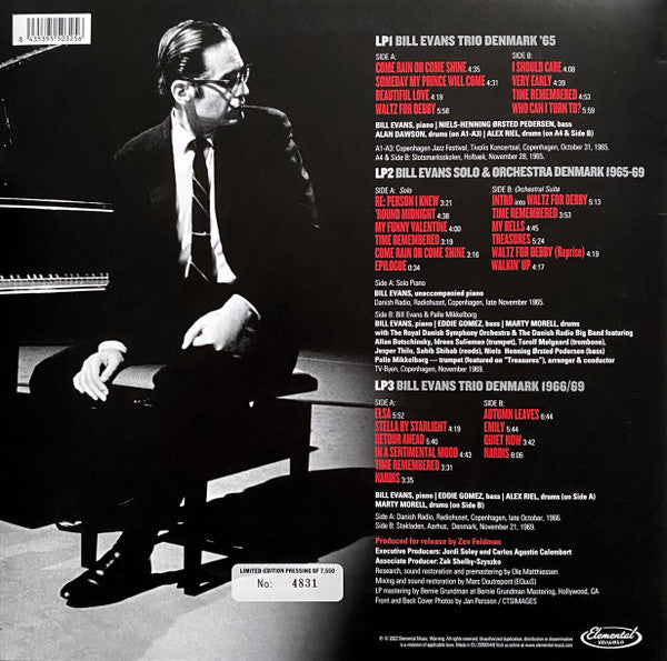 Bill Evans – Treasures (Solo, Trio & Orchestra Recordings From Denmark (1965-1969)) (New 3 x Vinyl) Elemental Music 2023