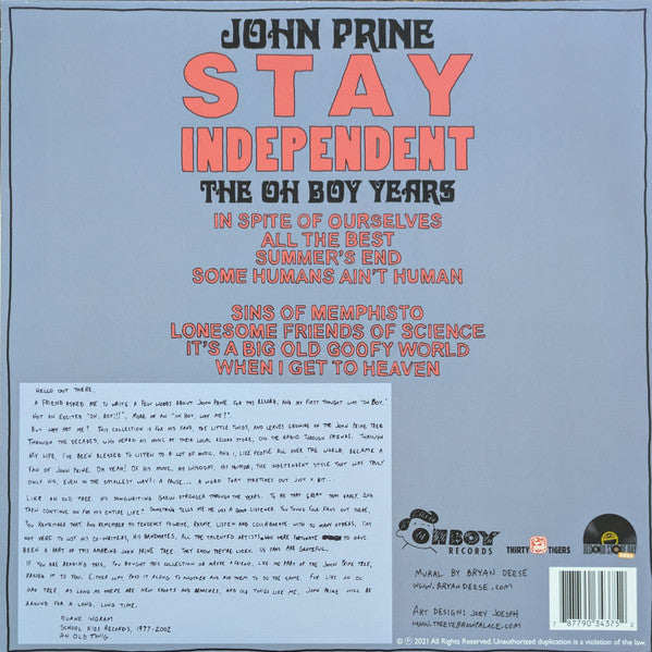 John Prine Stay Independent Oh Boy Years Vinyl LP RSD 2021 Record Store Day