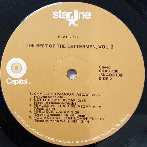 The Lettermen – The Best Of The Lettermen Vol.2 (Pre-Owned Vinyl) Capitol Records 1969
