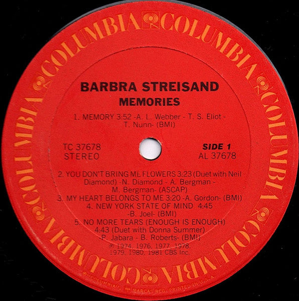 Barbra Streisand – Memories (Pre-Owned Vinyl) Columbia 1981
