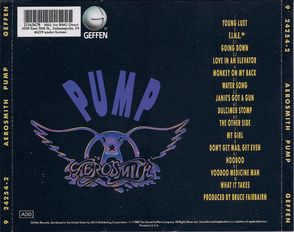 Aerosmith – Pump (Pre-Owned CD) Geffen Records 1989