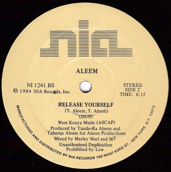 Aleem – Release Yourself (Pre-Owned Vinyl) NIA Records 1984