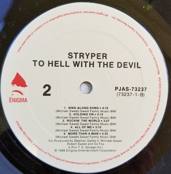 STRYPER - TO HELL WITH THE DEVIL (Pre-Owned Vinyl Gatefold) 1986 Enigma SRC pressing