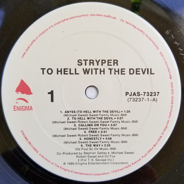 STRYPER - TO HELL WITH THE DEVIL (Pre-Owned Vinyl Gatefold) 1986 Enigma SRC pressing