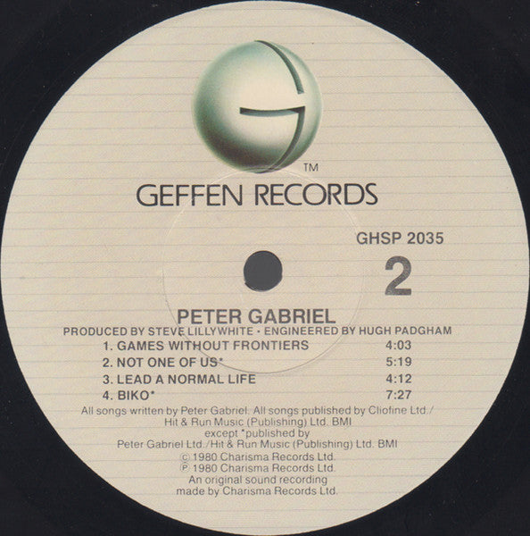 Peter Gabriel – Peter Gabriel (Pre-Owned Vinyl) Geffen Records 1983
