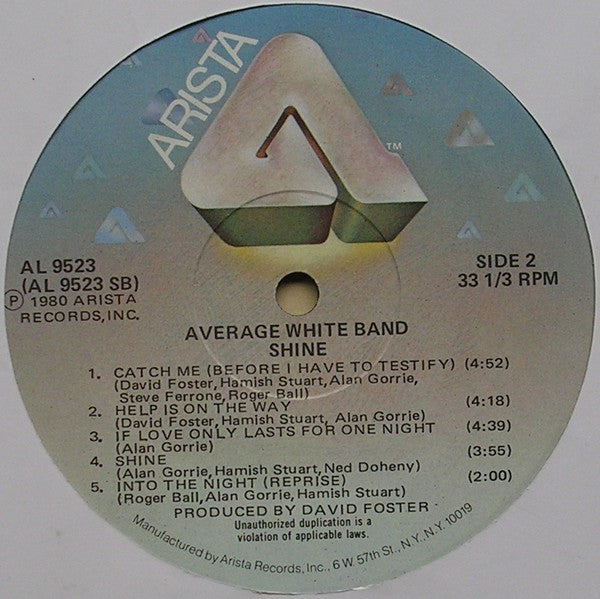 Average White Band – Shine (Pre-Owned Vinyl) Arista 1980