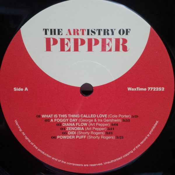 Art Pepper – The Artistry Of Pepper (New Vinyl) WaxTime 2018