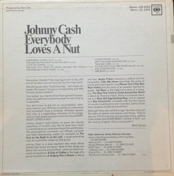 Johnny Cash – Everybody Loves A Nut (Pre-Owned Vinyl) Columbia 1966