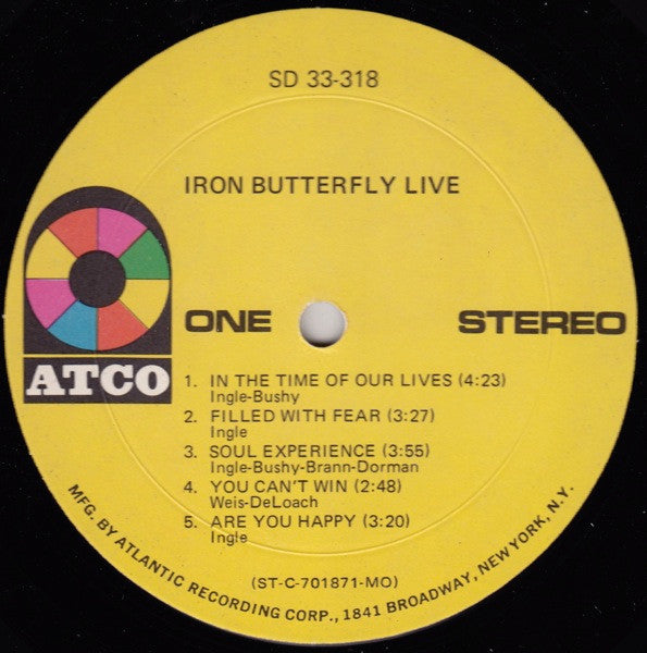 Iron Butterfly – Live (Pre-Owned Vinyl) ATCO Records 1970