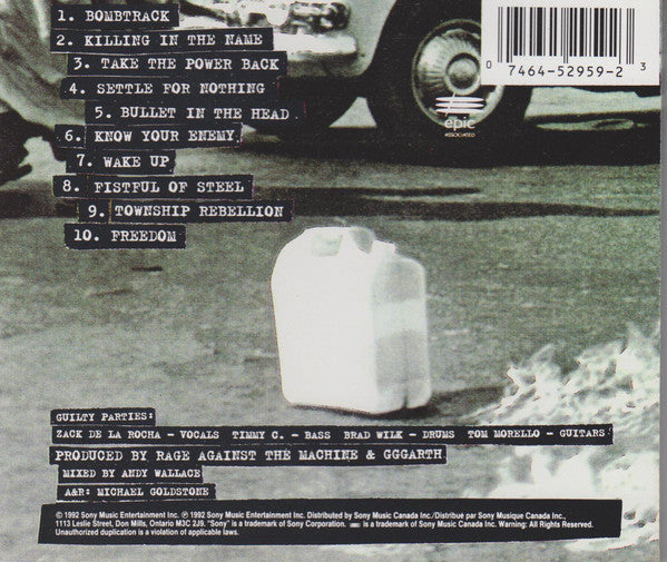 Rage Against The Machine – Rage Against The Machine (Pre-Owned CD) Epic Associated 1992