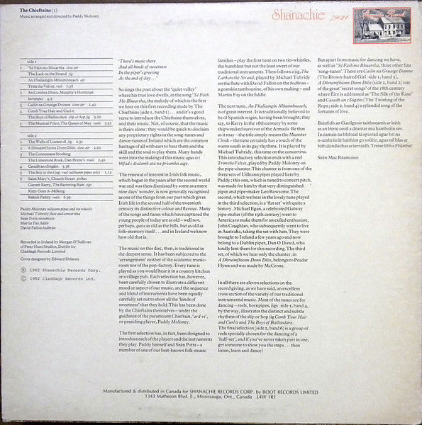 The Chieftains – The Chieftains (Pre-Owned Vinyl) Shanachie 1982