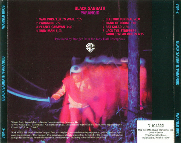 Black Sabbath – Paranoid (Pre-Owned CD) Warner Bros. Records