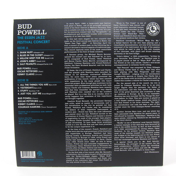 Bud Powell – The Essen Jazz Festival Concert (Pre-Owned White & Green Swirl Vinyl) Black Lion Records 2018