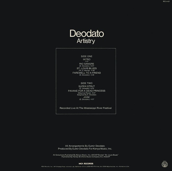 Deodato – Artistry (Pre-Owned Vinyl) MCA Records 1974