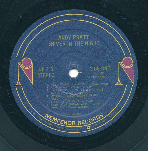 Andy Pratt – Shiver In The Night (Pre-Owned Vinyl) Nemperor Records 1977