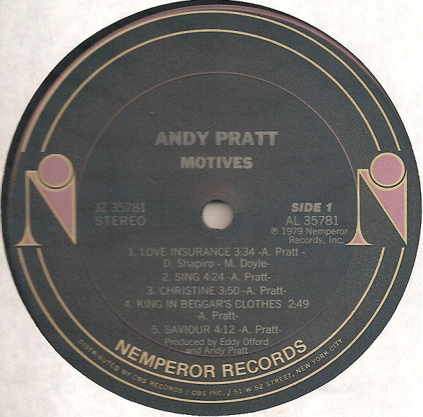 Andy Pratt – Motives (Pre-Owned Vinyl) Nemperor Records 1979