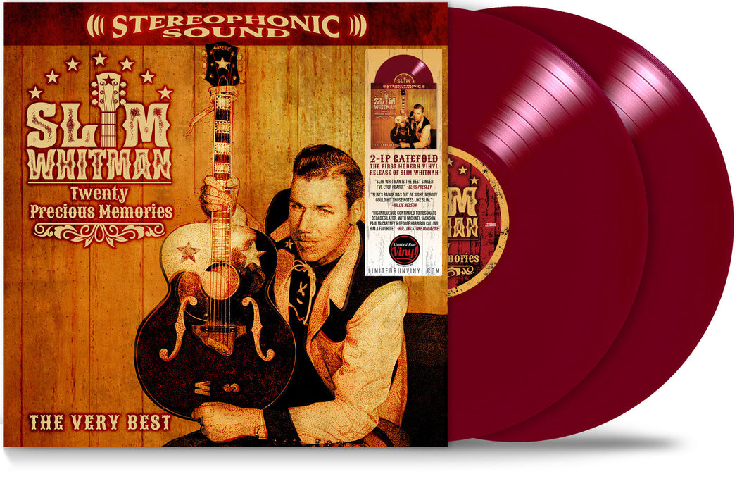 SLIM WHITMAN - 20 PRECIOUS MEMORIES: THE VERY BEST (*NEW-2-LP Maroon Vinyl, Gatefold, 2023, Retroactive) 20 Hymns/Gospel Greats from an ICONIC PERFORMER!