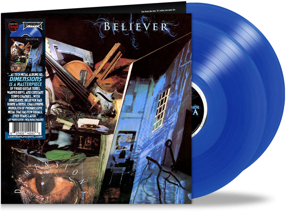 BELIEVER - DIMENSIONS (*NEW-BLUE 2-LP VINYL, 2023, Bombworks) Only 300 - Remastered/1993 Thrash Metal