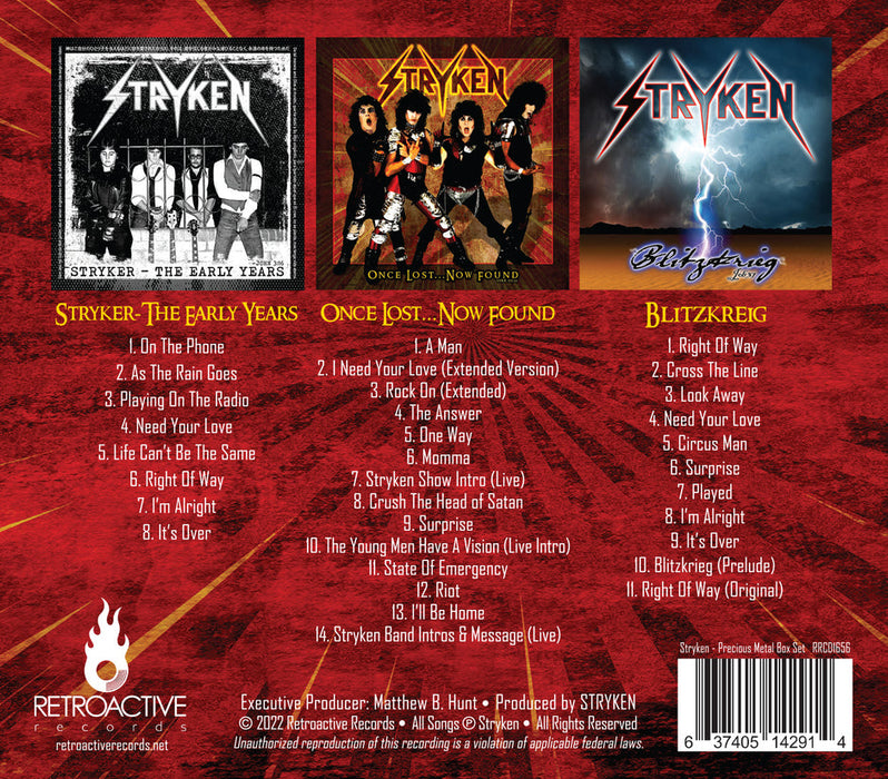 STRYKEN - PRECIOUS METAL BOX SET (*NEW 3-CD Box Set, 2022, Retroactive) Limited to just 300 Box Sets!