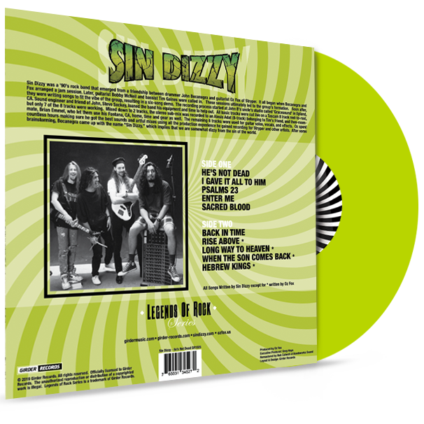 Sin Dizzy (Oz Fox) - He's Not Dead (Lime Green Vinyl) - Christian Rock, Christian Metal